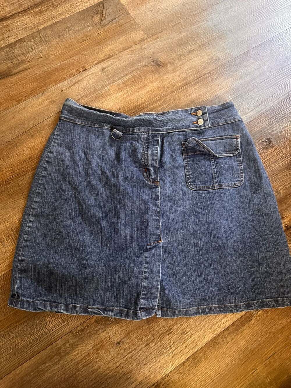 Bill Blass Jeanswear Skirt Size 12P Blue Denim Stretch Cargo Pocket